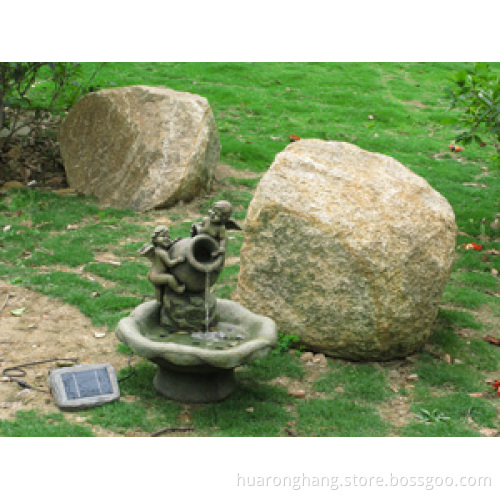 two angels pouring water solar fountain
